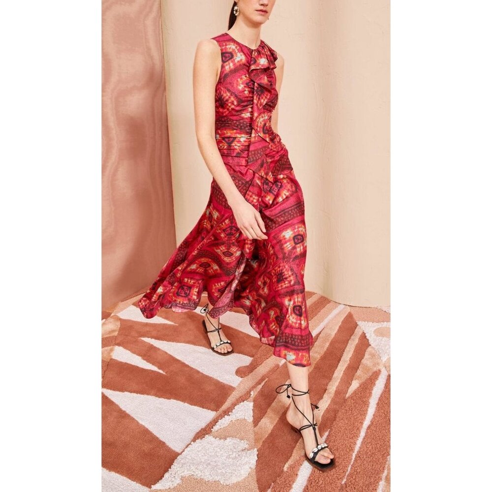 Ulla Johnson Othella Dress in Wild Rose, Midi, SIlk, Size 4, NWT